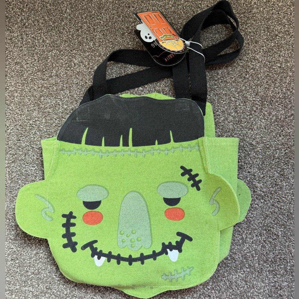 Green Frankenstein Face Tote Bag or Trick or Treat Bag